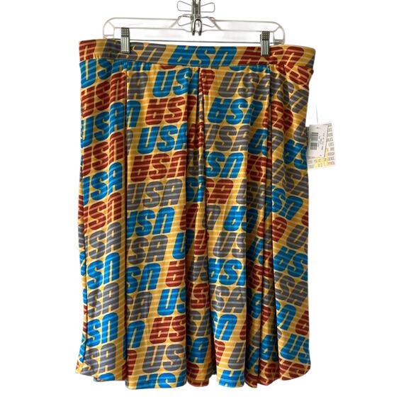 NWT Lularoe Madison skirt 3X 3XL patriotic USA July 4 Americana plus size - Picture 1 of 6